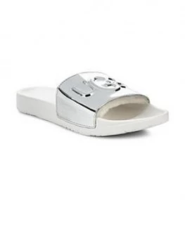 Image of UGG Royale Graphic Metallic Slider Shoes Silver Size 3 Women