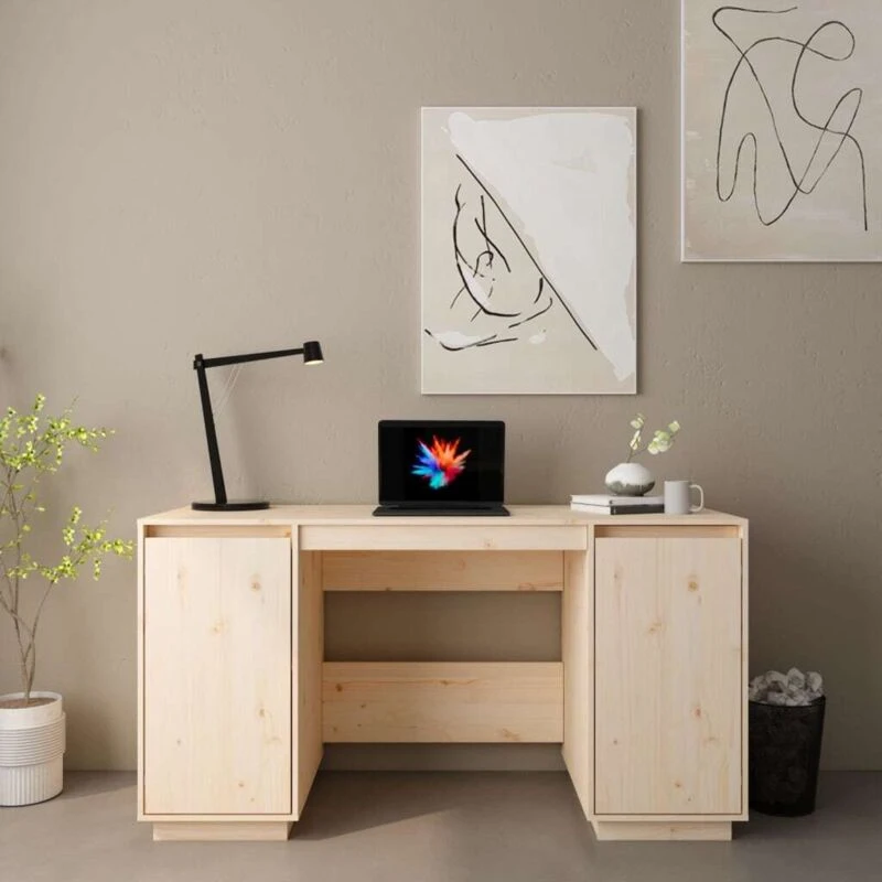 Image of VIDAXL Desk 140x50x75cm Solid Wood Pine vidaXL 8720286923054