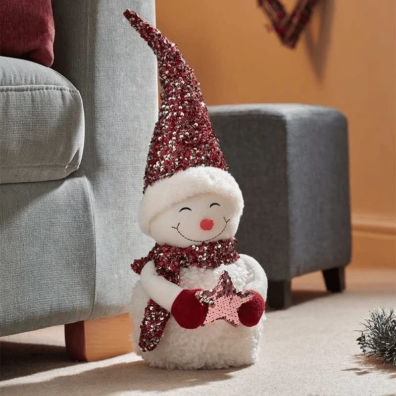 Image of 50cm Large Soft Fabric Sitting Snow Girl Christmas Decoration