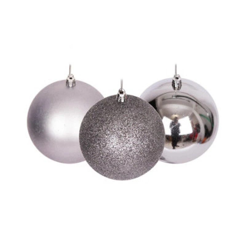 Image of Shatchi Christmas decoration baubles mid grey 6cm 18pcs set Mid Grey
