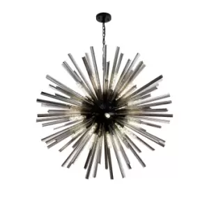 image of Hornby 32 Light E27, Round Ceiling Pendant Matt Black, Smoke Glass