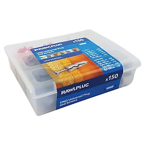 Image of Rawlplug Uno Universal Mixed Wall Plug & Screw case - 150 Pack