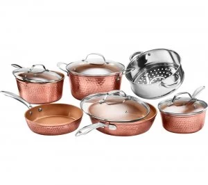 Image of GOTHAM STEEL 2691 10 Piece Non-stick Pan Set - Hammered Copper