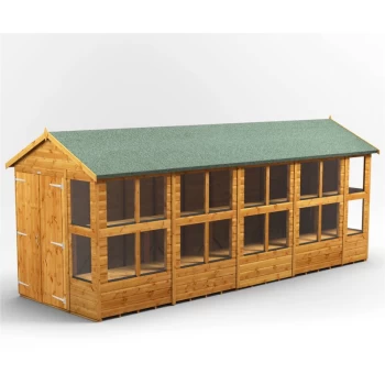 Image of 20x6 Power Apex Potting Shed Double Doors - Brown