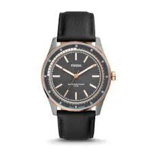 Image of Fossil Men Sullivan Solar-Powered Black Leather Watch