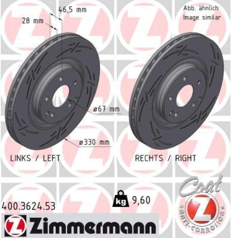 Image of ZIMMERMANN Brake disc ZIMMERMANN 400.3624.53