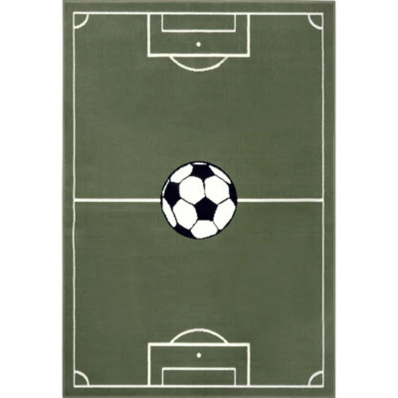 Image of The Rugs Short Pile Children Rug Runner Estadio Polypropylene Football Play Rug In Green