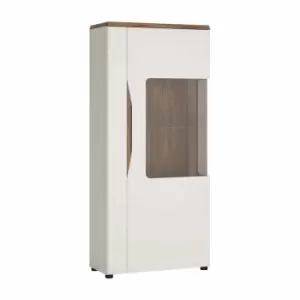 image of Toledo 1 Door Low Display Cabinet Right Hand In White And Oak Effect