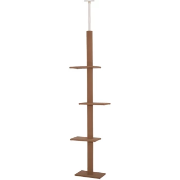 Image of 260cm Floor To Ceiling Cat Tree for Indoor Cats w/ 3 Perches Flannel Upholstery Kitten Pet Rest Sleep Activity Tower Home Furniture Brown - Pawhut