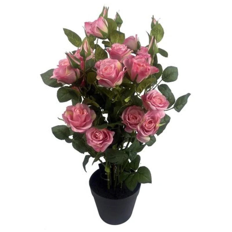 Image of Leaf Artificial Pink Luxury Realistic Rose Bush Dark Pink