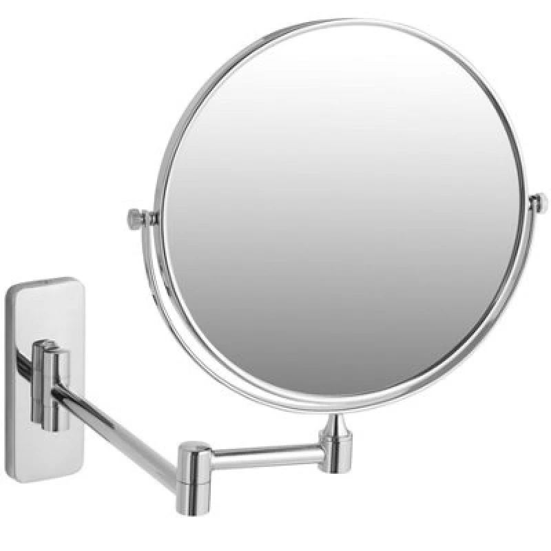 Image of Tectake Vanity Mirror - Round, Double Sided, With Magnification 10 X Magnification - Silver