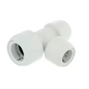 image of Wavin Hep2O Branch And End Reduced Tee White 22mm X 15mm X 15mm Push-Fit Hd14/22W