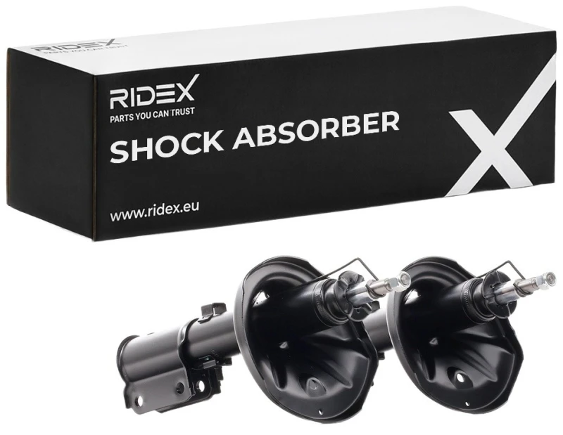 Image of RIDEX 854S18122 Shock absorber Front Axle, Gas Pressure, Twin-Tube, Suspension Strut, Bottom Clamp Shock Absorber (854)