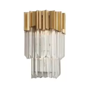 Image of Charisma 2 Light Wall Sconce Gold Leaf Polished Stainless, Crystal