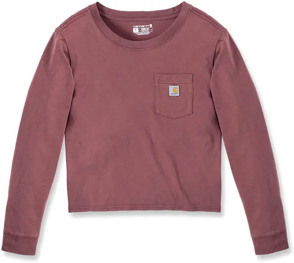 Image of Carhartt Relaxed Fit Lightweight Pocket Ladies Long Sleeve Shirt, red, Size XL for Women