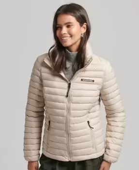 Image of Superdry Womens Tech Core Down Jacket Beige / Feather Grey - Size: 8
