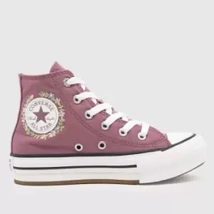 image of Converse Pink All Star Hi Eva Lift Girls Junior Trainers