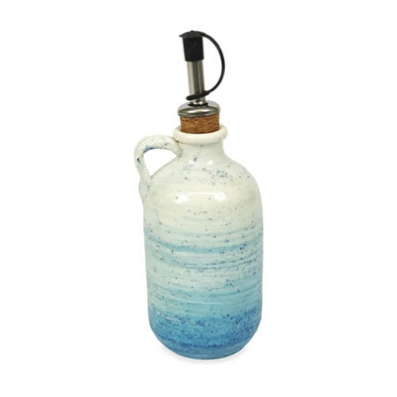 Image of Verano Spanish Ceramics Pastel Beach Hand Painted Kitchen Dining Table Oil Drizzler Blue 250Ml