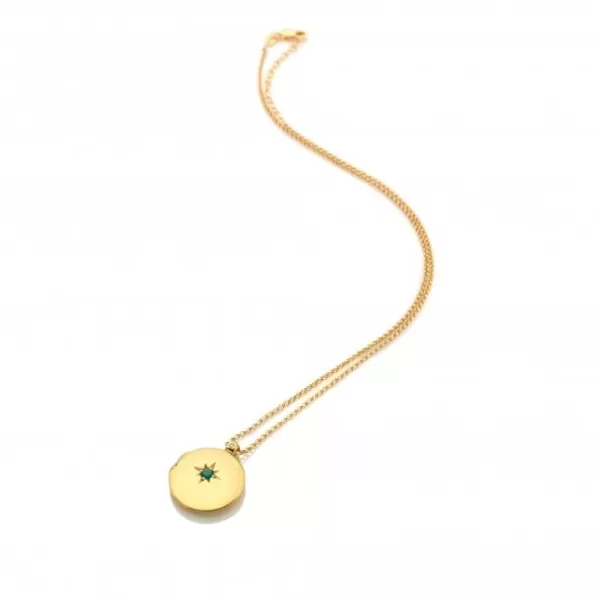 Image of Starburst Locket Green Agate Necklace DP932