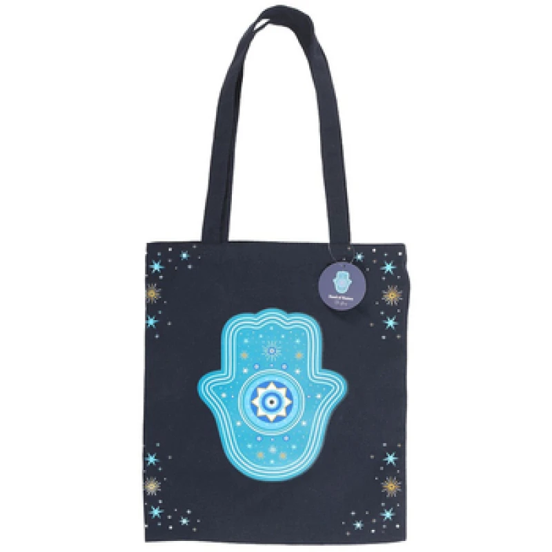 Image of Something Different Womens Hand of Hamsa Polycotton Tote Bag in Black Female One Size