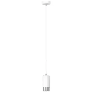 Image of Emibig Fumiko White/Chrome Slim Pendant Ceiling Light 1x GU10
