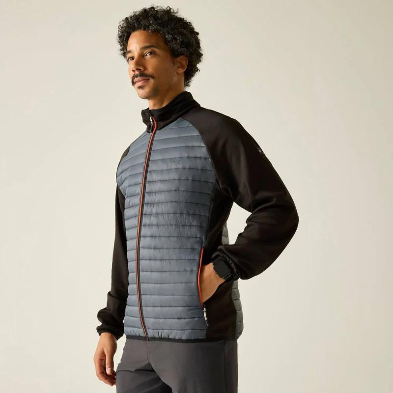 Image of Regatta Mens Clumber Hybrid Insulated Padded Jacket in Dark Grey Size: Medium Dark Grey Male M