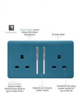 Image of Trendiswitch 2G 13A Switched Socket Ocean Blue