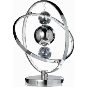 image of 7.7W LED Table Lamp Warm White Unique Chrome Glass Ball Bedside Hoop Ring Light