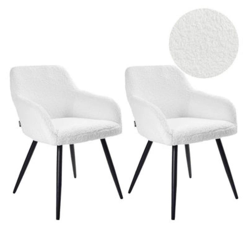 Image of Beliani Set Of 2 Dining Chairs Casmalia Boucle Off-White