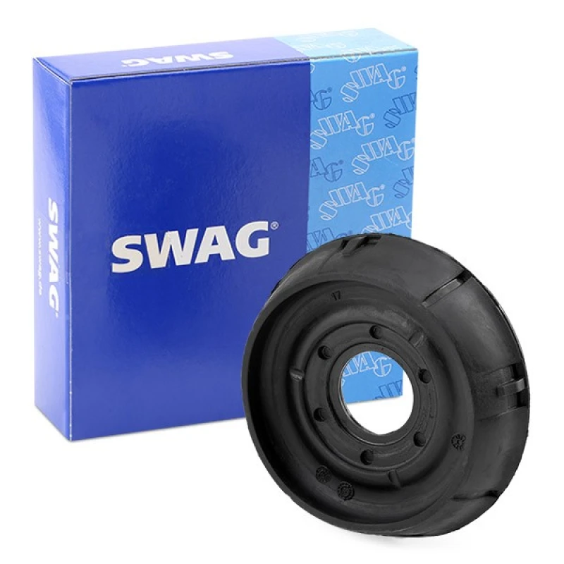 Image of SWAG 60 54 0009 Top strut mount Front Axle Right, without ball bearing Elastomer Suspension Strut Support Bearing (1180)