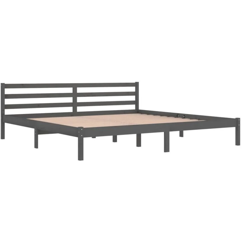Image of VIDAXL Bed Frame without Mattress Solid Wood Pine 200x200cm Grey Vidaxl 8720286877807