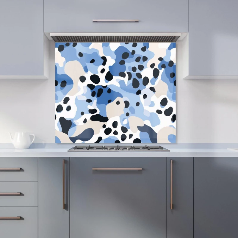 Image of Warren Reed - Designer Blue Camouflage Pattern Kitchen Splashback Size: 700mm x 650mm Blue Unisex 700mm x 650mm