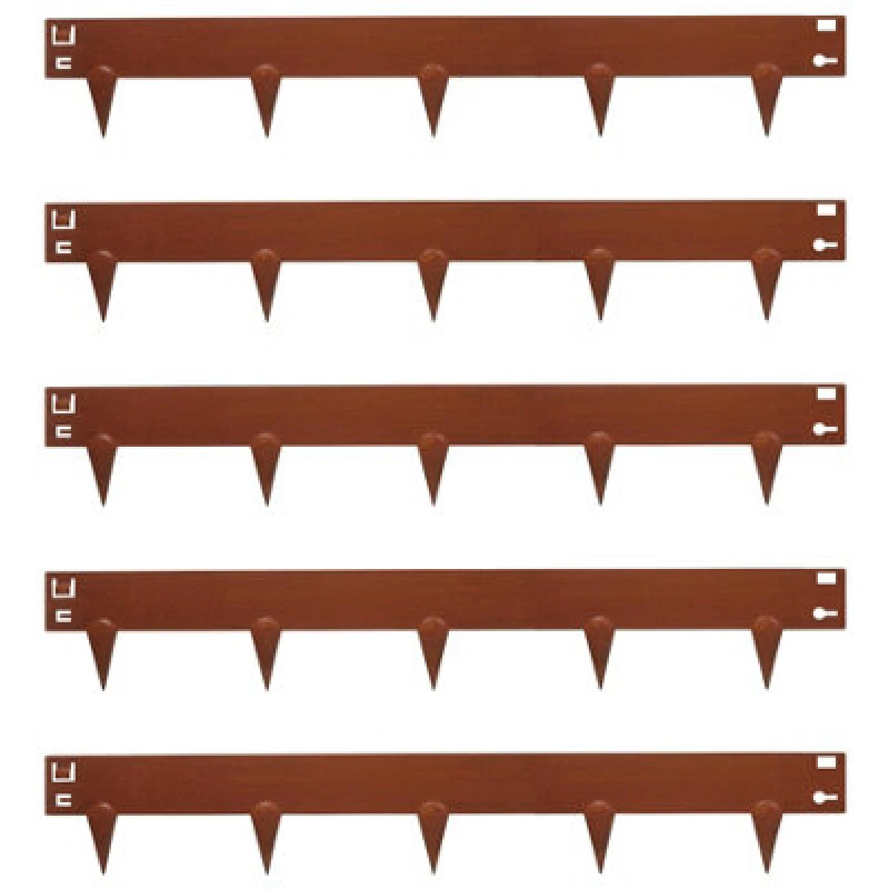 Image of Harbour Housewares 5pc Steel Lawn Edging Set - 5m x 8cm Brown