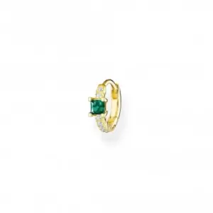Image of Sterling Silver Gold Plated Green Single Hoop Earring CR691-971-7