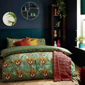 Image of Furn. Untamed Double Duvet Cover Set Cotton Green