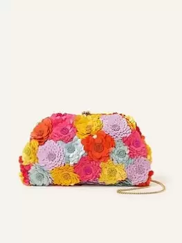 image of Accessorize 3D Floral Clutch Bag, Multi, Women