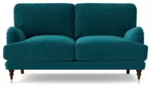 image of Swoon Charlbury Velvet 2 Seater Sofa- Kingfisher Blue