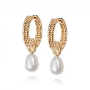 Image of Treasures Double Rope Pearl Drop 18ct Gold Plated Earrings TE07_GP