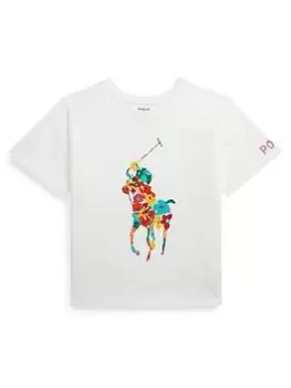 Image of Ralph Lauren Girls Print Boxy T-Shirt - Off White, Size Age: 7 Years=S, Women