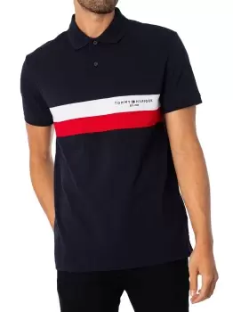 Chest Colourblock Slim Polo Shirt