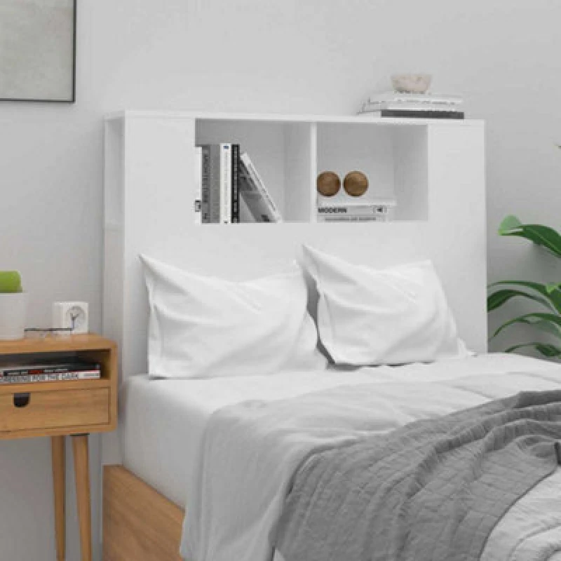 Image of Vidaxl Headboard Cabinet White 100X18.5X104.5 Cm, White 811907