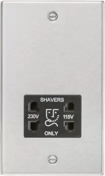 image of KnightsBridge 115/230V Dual Voltage Shaver Socket with Black Insert - Square Edge Brushed Chrome