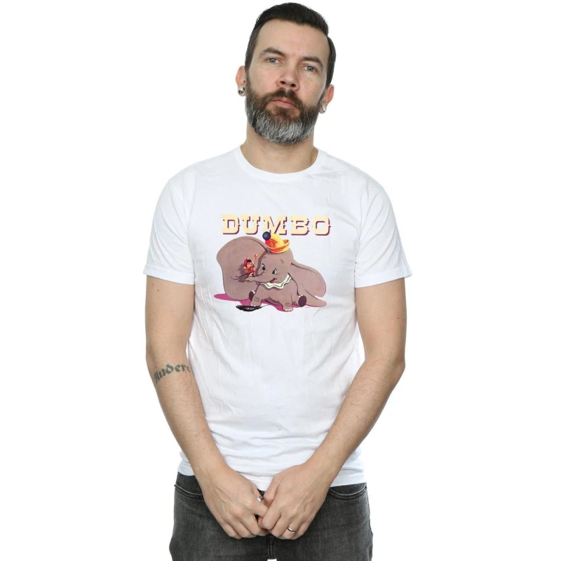 Image of Disney Men Dumbo Timothy's Trombone T-Shirt in White Size: Small White S Male 5057955967778