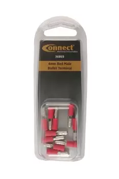 Image of 4mm Red Male Bullet Terminal Pk 10 Connect 36869