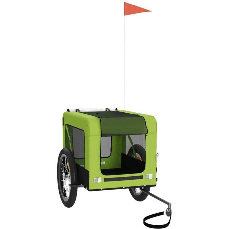 Image of vidaXL Pet Bike Trailer Green and Black Oxford Fabric and Iron, Green 93920