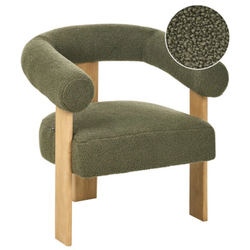 Image of Beliani Armchair Ilbro Boucle Green/ Light Brown