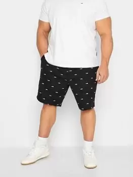 Image of BadRhino Badrhino Shark Print Shorts, Black, Size 40, Men