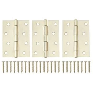 image of Brass effect Metal Butt hinge Pack of 3