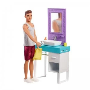 image of Barbie Shaving Ken with Bathroom