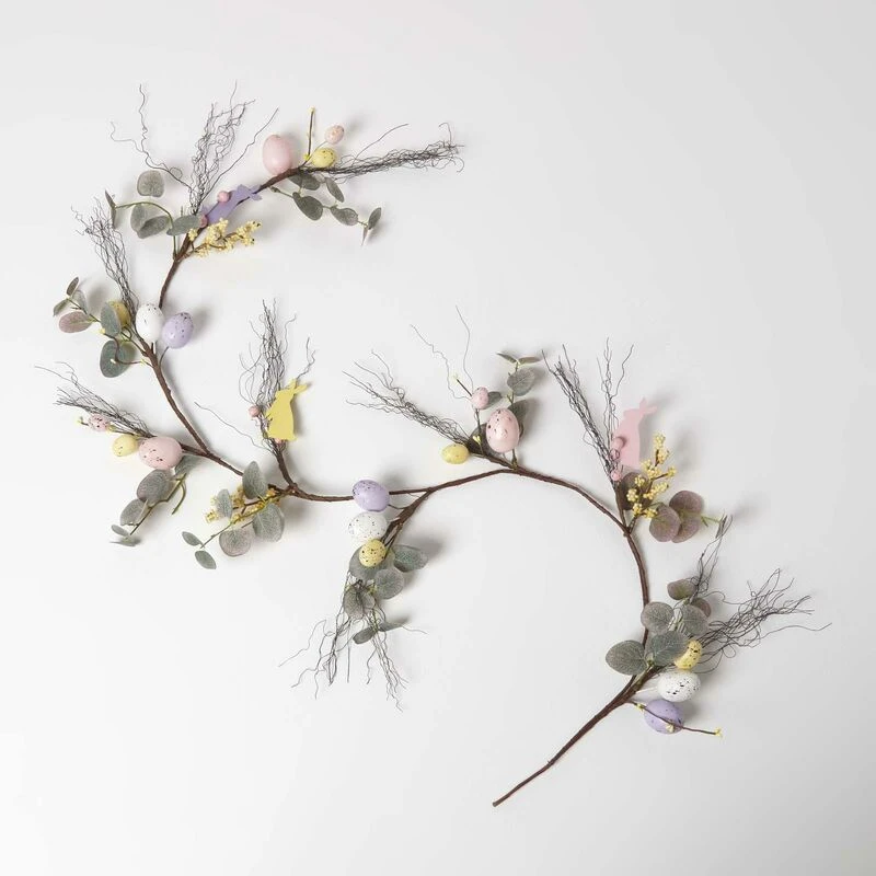 Image of Homescapes Spring Easter Egg and Eucalyptus Garland Purple